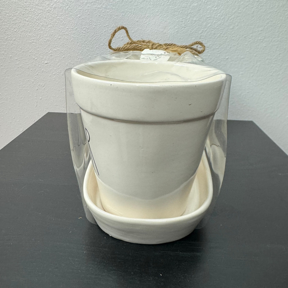 Rae Dunn Planter Set of Three Plant Pots on Tray Cream w/ Easter & Chick Retired - Picture 3 of 13